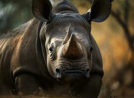 rinoceronte retrato criada com generativo ai tecnologia foto