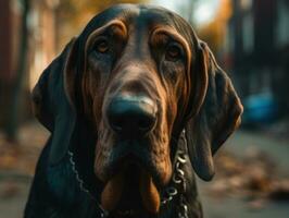 Preto cão de caça cachorro criada com generativo ai tecnologia foto