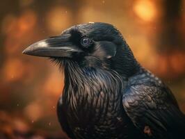 Corvo pássaro retrato criada com generativo ai tecnologia foto