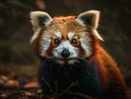vermelho panda retrato criada com generativo ai tecnologia foto