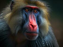 mandril macaco retrato criada com generativo ai tecnologia foto