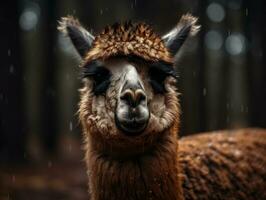 alpaca retrato criada com generativo ai tecnologia foto