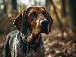 americano Inglês coonhound cachorro criada com generativo ai tecnologia foto