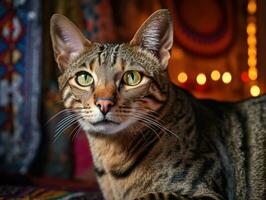 ocicat gato retrato fechar acima criada com generativo ai tecnologia foto