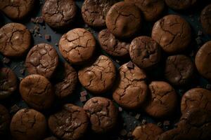chocolate biscoitos fundo. gerar ai foto