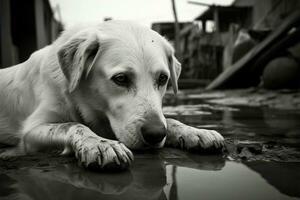 monocromático cachorro fotos documento tailândia tropical depressão com pungente clareza ai gerado