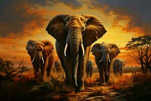 uma magnífico montagem do africano animais selvagens enfatiza a precisar para conservação ai gerado foto