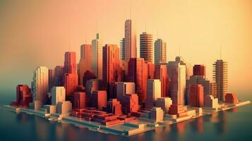 3d voxel cidade panorama ai gerado foto