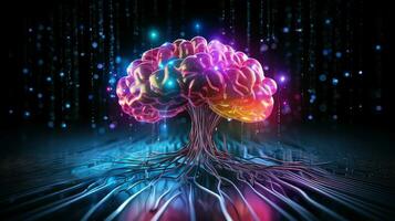 tecnologia humano cérebro eletrônico ai gerado foto
