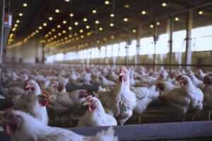 frango Fazenda para crescendo frango galinhas para a era do 1 e uma metade meses, ai generativo foto