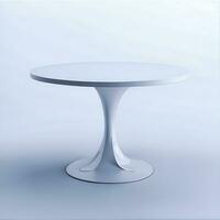 simples branco arredondado mesa em uma branco fundo generativo ai foto