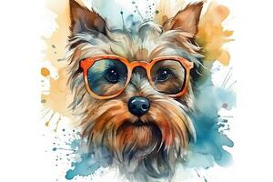 aguarela ilustração retrato do uma fofa yorkshire terrier. neural rede ai gerado foto