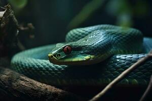 verde tropical serpente. neural rede ai gerado foto