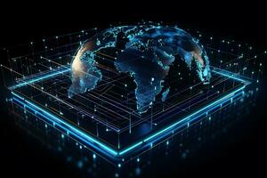 digital holograma do planeta terra neural rede ai gerado foto