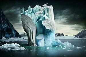 geleiras e a icebergs do Antártica. neural rede gerado arte foto