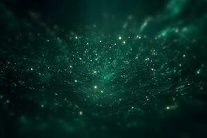 verde esmeralda fundo com brilhando elementos. neural rede ai gerado foto