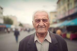 retrato do uma sorridente velho homem dentro a georgia. neural rede ai gerado foto