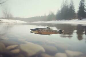 peixe nadar embaixo da agua. neural rede ai gerado foto