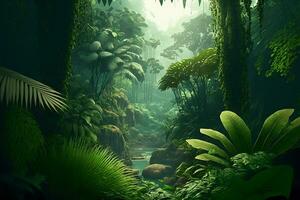 ásia tropical selva floresta tropical dentro dia. neural rede gerado arte foto