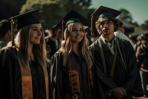 universidade graduados. neural rede ai gerado foto