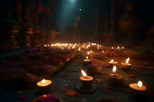 muitos velas para a indiano feriado diwali. neural rede ai gerado foto