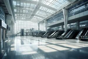 aeroporto terminal escada rolante. neural rede ai gerado foto