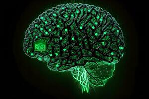 humano inteligência com humano cérebro dentro. neural rede ai gerado foto