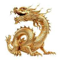 chinês dourado Dragão isolado em branco. dourado tradicional chinês Dragão foto