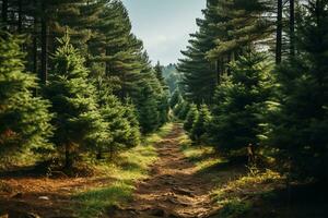 pinho árvores dentro floresta. ai generativo foto