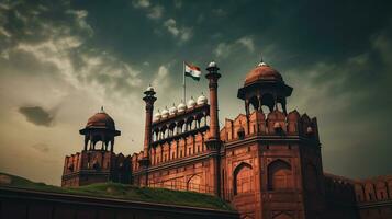 a vermelho forte monumento dentro Novo Délhi, Índia, Está unesco mundo herança site, generativo ai foto