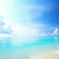 lindo tropical de praia com azul céu e branco nuvens abstrato textura fundo generativo ai foto