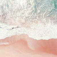 aéreo Visão do Claro turquesa mar aéreo Visão do arenoso de praia e oceano com ondas generativo ai foto