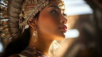 lindo jovem balinesa mulher dentro tradicional roupas foto