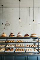 3d render pão cafeteria interior para vender pastelaria e bolo foto