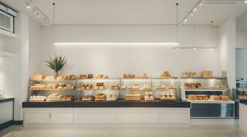 3d render pão cafeteria interior para vender pastelaria e bolo foto