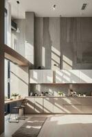 3d render minimalista cozinha interior foto