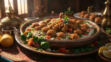 delicioso foto do árabe Comida banquete