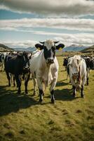 rebanho vacas em Novo zelândia Relva campo foto