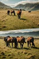 foto cavalo caminhando em Novo zelândia Relva campo