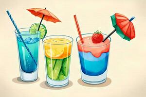 aguarela verão bebidas, verão clipart. foto