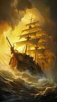 uma pirata navio dentro a oceano foto