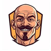 vetor Careca homem com bigode foto