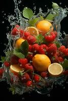 a frutas do diferente variedades fatias queda Fora do água foto