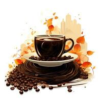 copo do café com feijões ilustração, generativo ai foto