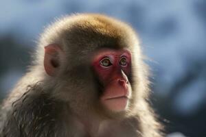 japonês macaque em embaçado fundo generativo ai foto