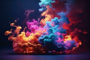 colorida fumaça bombear papel de parede, arco Iris colorida fumaça bombear fundo, fumaça efeitos fundo, fumaça papeis de parede, colorida fumaça fundo, abstrato fumaça papeis de parede, ai generativo foto