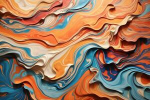 abstrato acrílico pintura ondas fundo, colorida líquido pintura fundo, líquido pintura acrílico papel de parede, acrílico mármore fundo, ai generativo foto