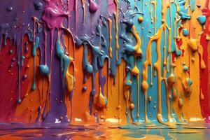 gotejamento pintura textura, colorida gotejamento pintura fundo, pintura gotejamento papel de parede, gotejamento tinta fundo, ai generativo foto