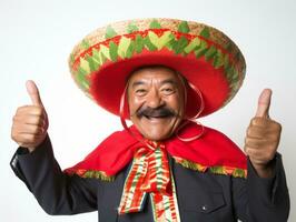 mexicano homem dentro emocional pose em branco fundo ai generativo foto