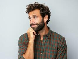 mexicano homem dentro emocional pose em branco fundo ai generativo foto